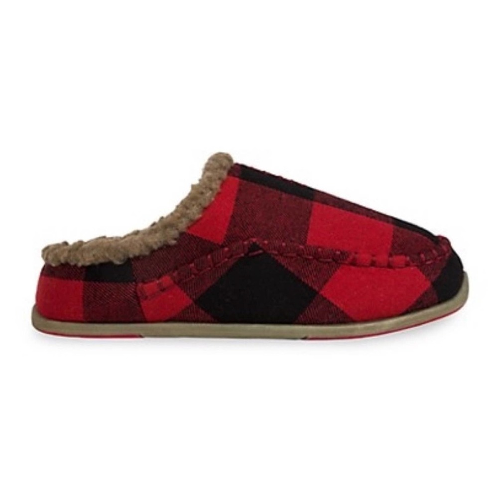 NWT/ NIB Deer Stags Kid's Lil Nordic Check Faux Shearling Slippers (Sz 11)